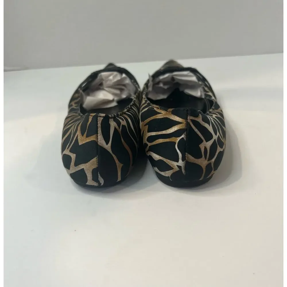 Cathy Jean Leopard Ballet Flats Women 7.5 Brown Excellent Fabric Slip On Animal‎